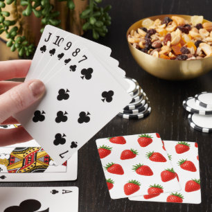Baraja De Cartas Patrón de Fresa Sin Costuras Diseño de Fruta Roja 