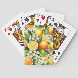 Baraja De Cartas Patrón de frutas cítricas acuarela