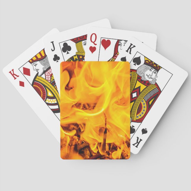 Baraja De Cartas Patrón De Fuego Y Flores (Reverso)