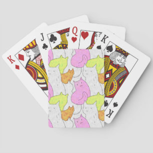Baraja De Cartas Patrón de garabatos de gatos en acuarela lindos