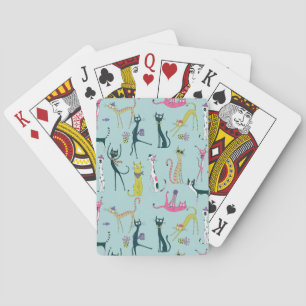 Baraja De Cartas Patrón de gatos divertidos y coloridos