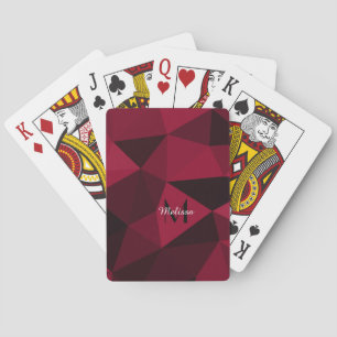 Baraja De Cartas Patrón de geometría magenta rosa rojo negro Monogr