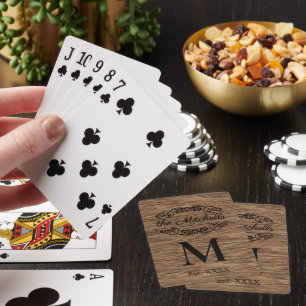 Baraja De Cartas Patrón de grano de madera rústica personalizado