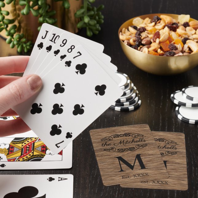 Baraja De Cartas Patrón de grano de madera rústica personalizado (In Situ)