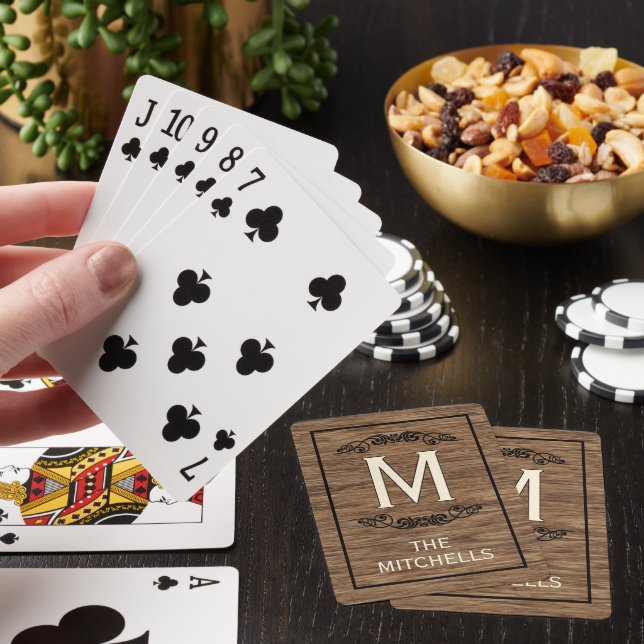 Baraja De Cartas Patrón de grano de madera rústica personalizado (In Situ)