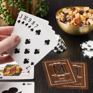 Baraja De Cartas Patrón de grano de madera rústica personalizado