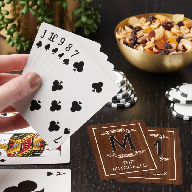 Baraja De Cartas Patrón de grano de madera rústica personalizado (In Situ)