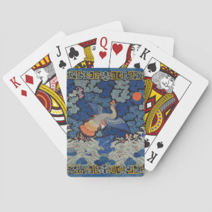Baraja De Cartas Patrón de grulla china vintage: azul imperial