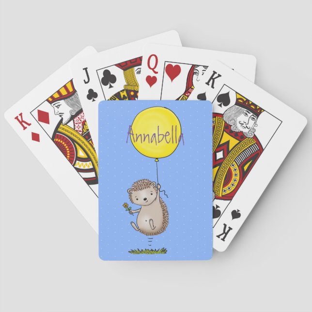 Baraja De Cartas Patrón de hedgehog y personalizado de globos (Reverso)