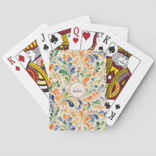 Baraja De Cartas Patrón de hojas de paisley coloridas de inspiració