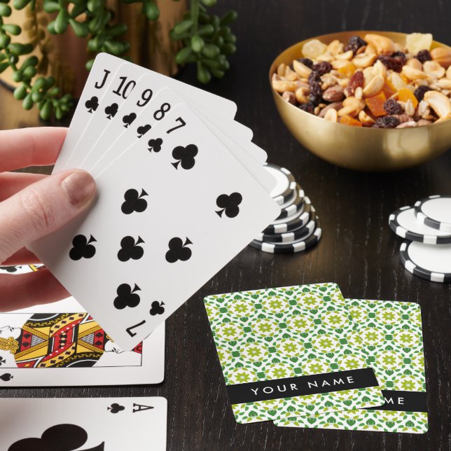 Baraja De Cartas Patrón de hojas, hojas verdes, nombre (In Situ)