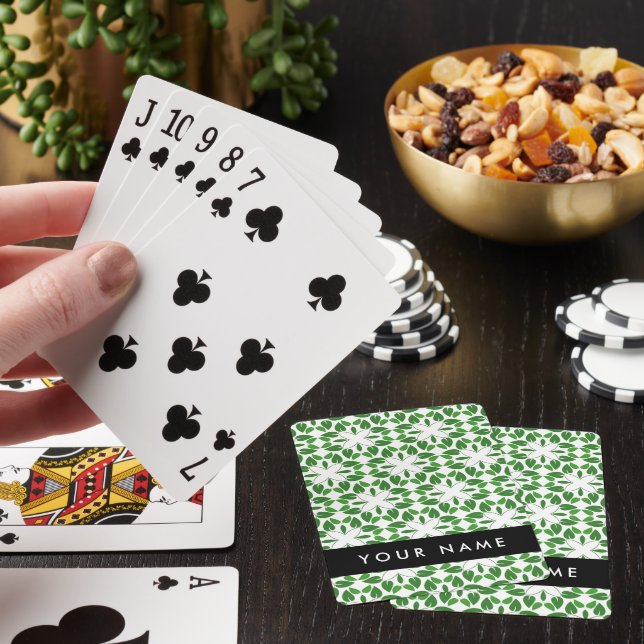 Baraja De Cartas Patrón de hojas, hojas verdes, nombre (In Situ)