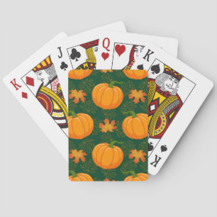 Baraja De Cartas Patrón de hojas otoñales de calabaza naranja