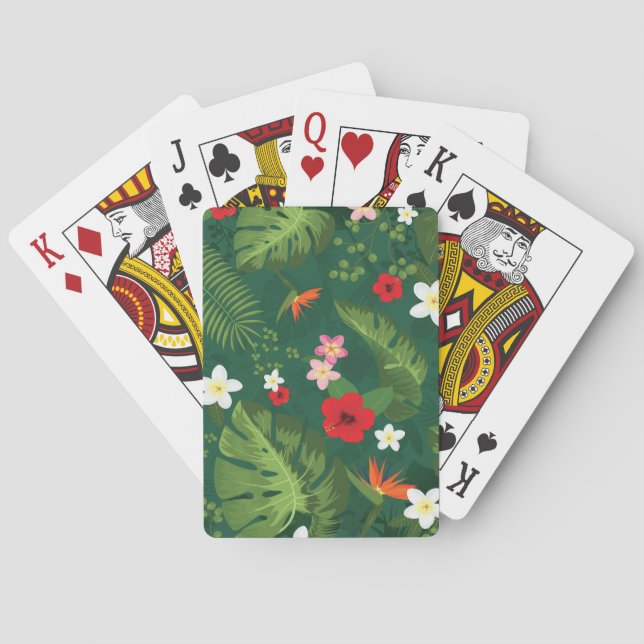 Baraja De Cartas Patrón de hojas tropicales (Reverso)