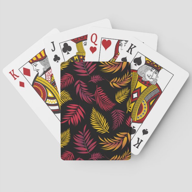Baraja De Cartas Patrón de hojas tropicales 21 (Reverso)
