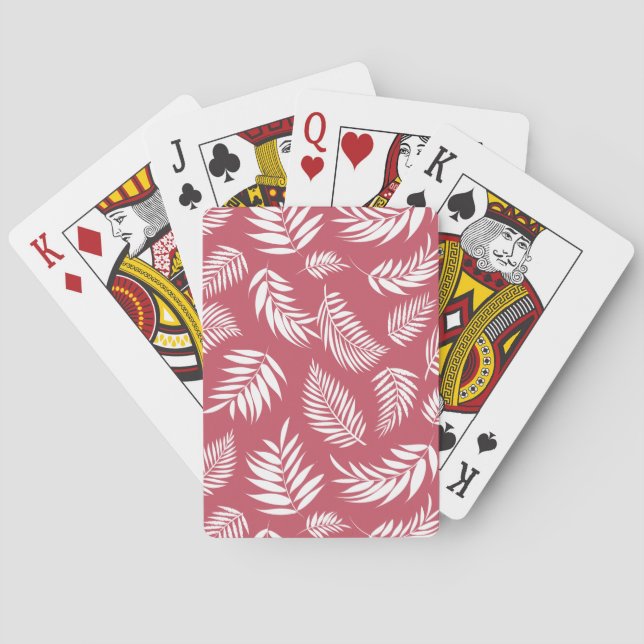 Baraja De Cartas Patrón de hojas tropicales 8 (Reverso)