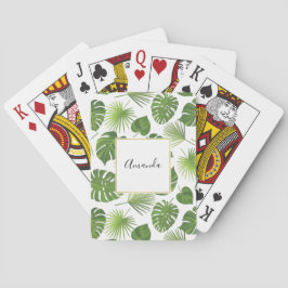 Baraja De Cartas Patrón de hojas tropicales verdes y elegantes