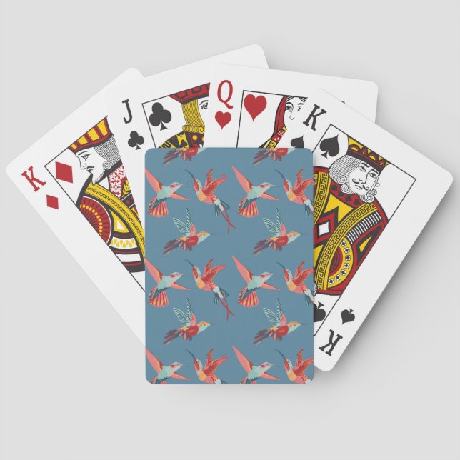 Baraja De Cartas Patrón de Hummingbird retro (Reverso)