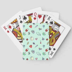 Baraja De Cartas Patrón de iconos médicos curados