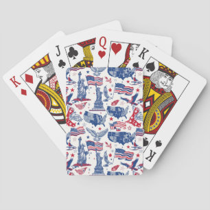 Baraja De Cartas Patrón de iconos patrióticos - Estatua de la liber