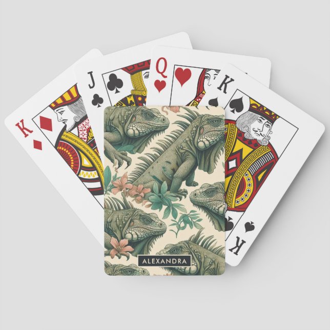 Baraja De Cartas Patrón de iguana de época (Reverso)