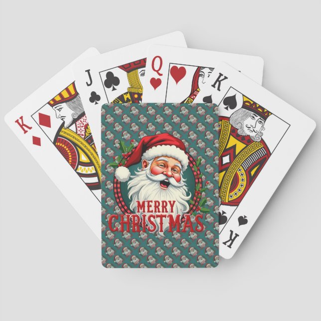 Baraja De Cartas Patrón de Ilustracion navideño de Santa Merry (Reverso)