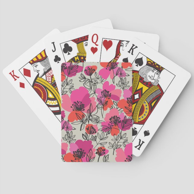 Baraja De Cartas Patrón de inviolabilidad de la vendimia floral de  (Reverso)