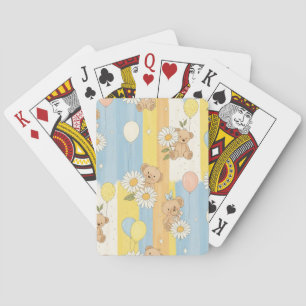 Baraja De Cartas Patrón de jardín de margaritas de osito de peluche