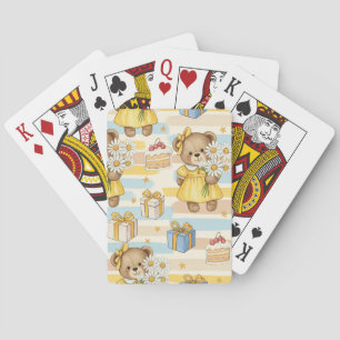 Baraja De Cartas Patrón de jardín de margaritas de osito de peluche