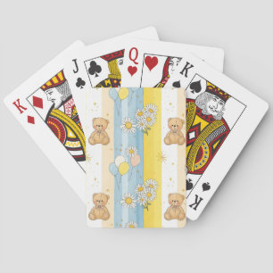 Baraja De Cartas Patrón de jardín de margaritas de osito de peluche