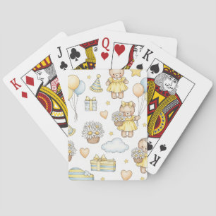 Baraja De Cartas Patrón de jardín de margaritas de osito de peluche