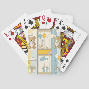 Baraja De Cartas Patrón de jardín de margaritas de osito de peluche