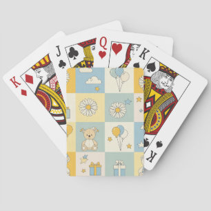 Baraja De Cartas Patrón de jardín de margaritas de osito de peluche