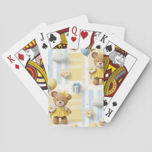 Baraja De Cartas Patrón de jardín de margaritas de osito de peluche
