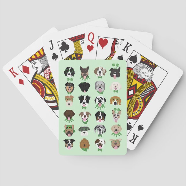 Baraja De Cartas Patrón de la cara del perro de St Patricks (Reverso)