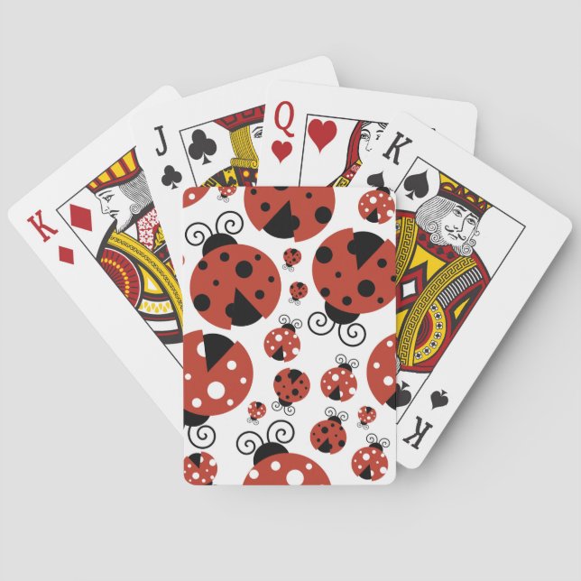 Baraja De Cartas Patrón De Ladybugs, Cute Ladybugs, Red Ladybugs (Reverso)