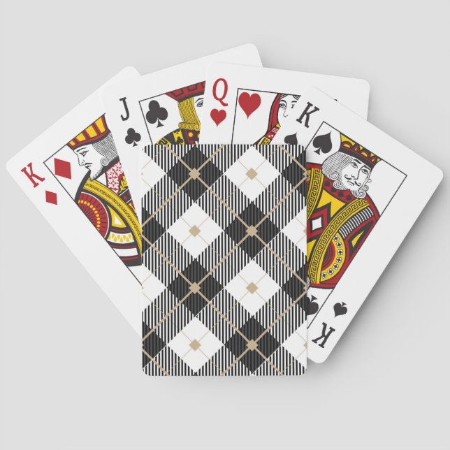 Baraja De Cartas Patrón de lumberjack blanco negro (Reverso)