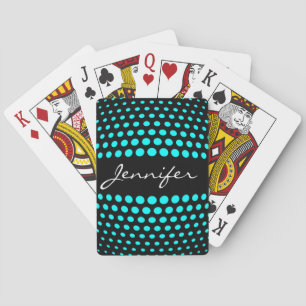 Baraja De Cartas Patrón de lunares cian elegante