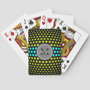 Baraja De Cartas Patrón de lunares de color verde ácido y aqua con 