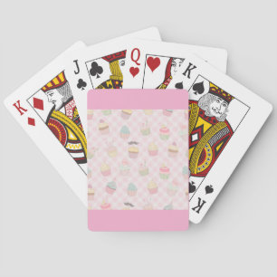 Baraja De Cartas Patrón de magdalenas lindas de gingham rosa pastel