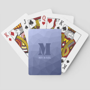 Baraja De Cartas Patrón de malla geométrica azul gris Monograma