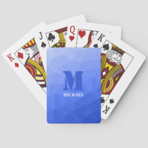 Baraja De Cartas Patrón de malla geométrica azul oscuro Monograma