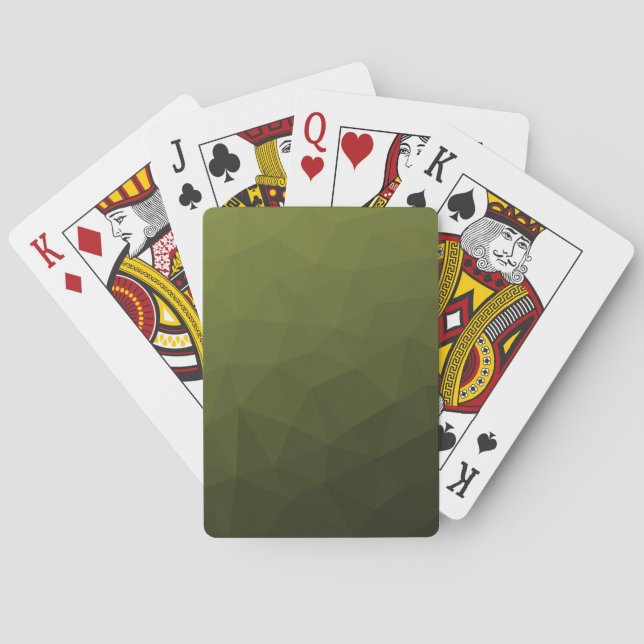 Baraja De Cartas Patrón de malla geométrica del gradiente de oliva  (Reverso)