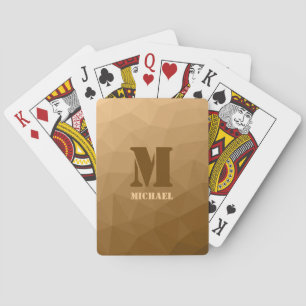 Baraja De Cartas Patrón de malla geométrica marrón Monograma
