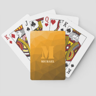 Baraja De Cartas Patrón de malla geométrica naranja Monograma