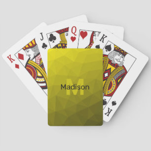 Baraja De Cartas Patrón de malla geométrica oscura amarilla Monogra