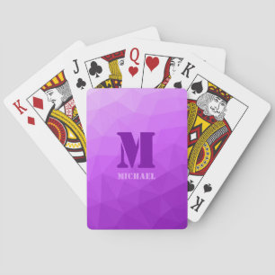 Baraja De Cartas Patrón de malla geométrica púrpura Monograma