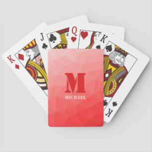 Baraja De Cartas Patrón de malla geométrica roja Monograma