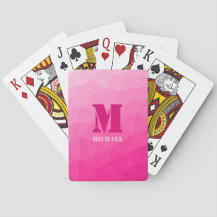 Baraja De Cartas Patrón de malla geométrica rosa caliente Monograma