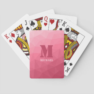 Baraja De Cartas Patrón de malla geométrica rosa Monograma